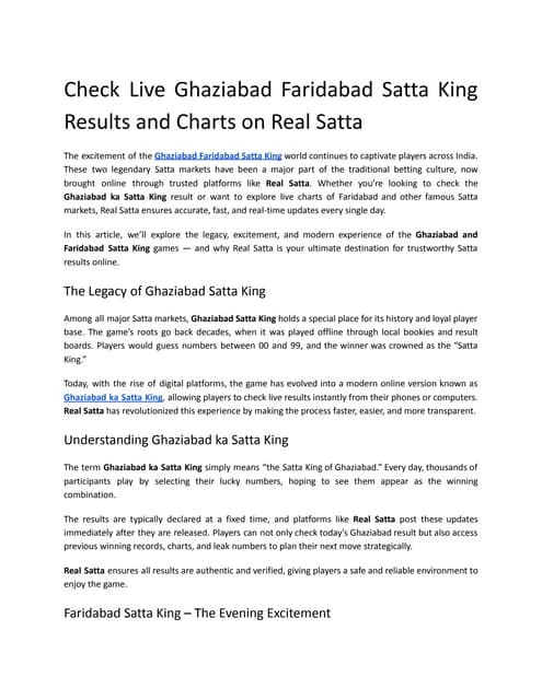 Check Live Ghaziabad Faridabad Satta King Results and Charts on Real Satta.pdf